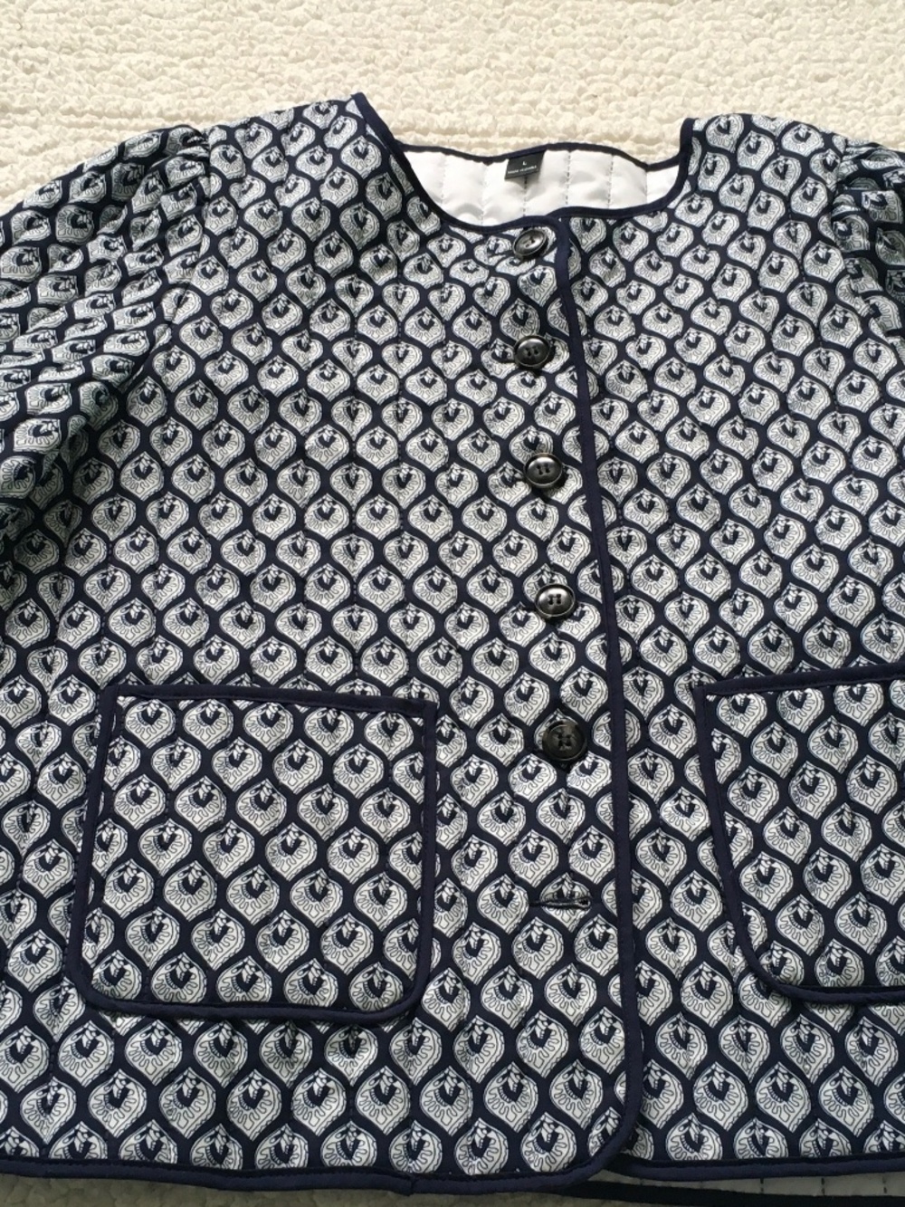 Navy Print Quilted Jacket